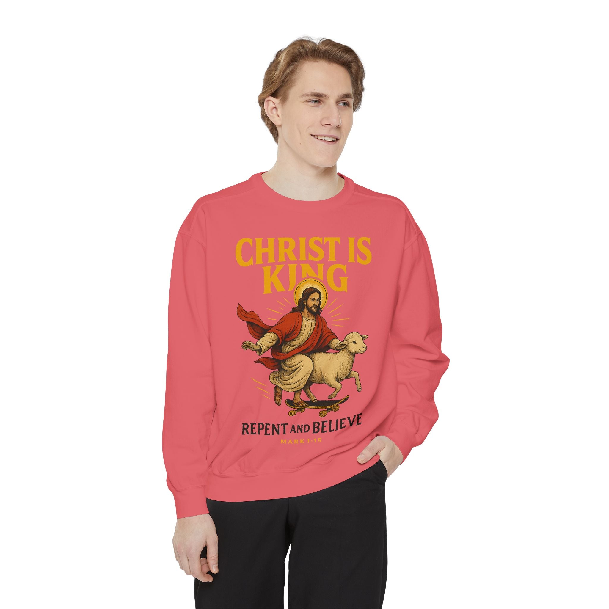 Faith-Inspired Unisex Sweatshirt - Christ is King, Repent and Believe