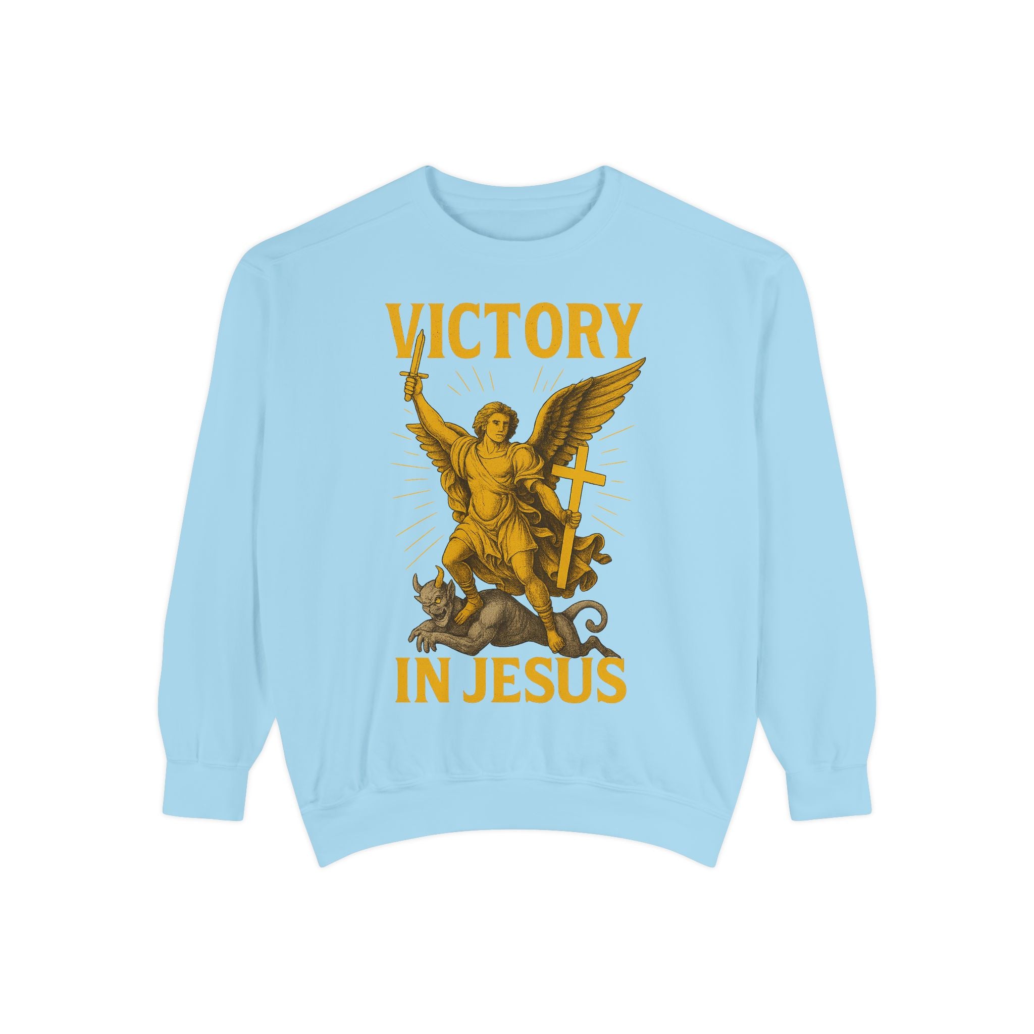 Victory in Jesus Unisex Garment-Dyed Sweatshirt