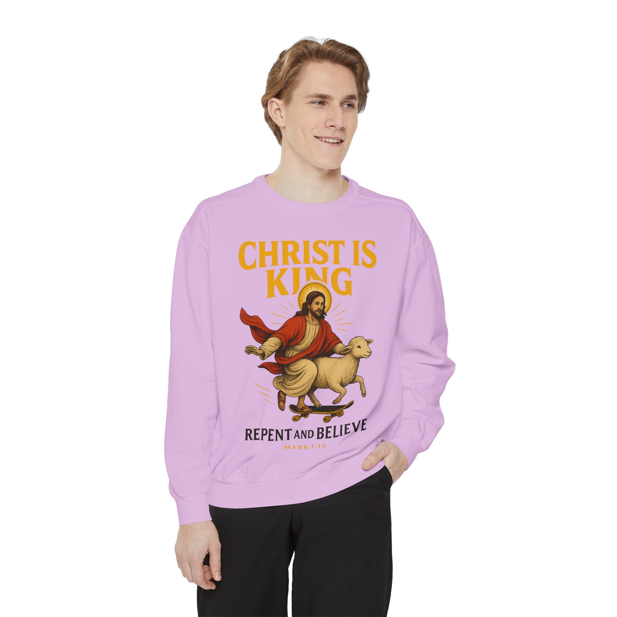 Faith-Inspired Unisex Sweatshirt - Christ is King, Repent and Believe