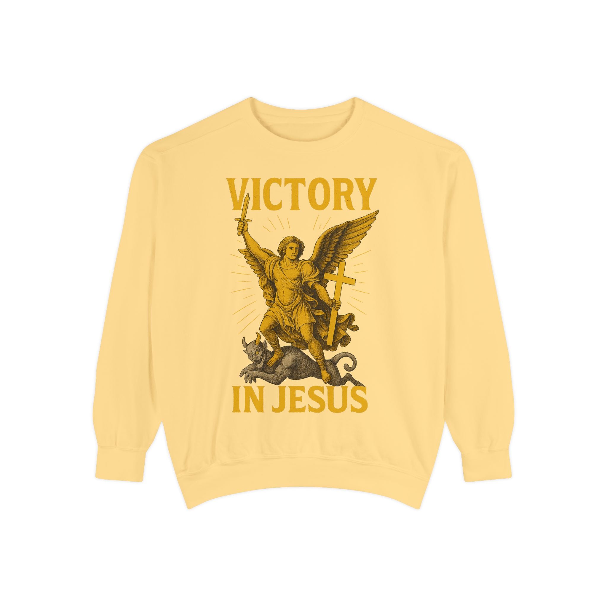 Victory in Jesus Unisex Garment-Dyed Sweatshirt