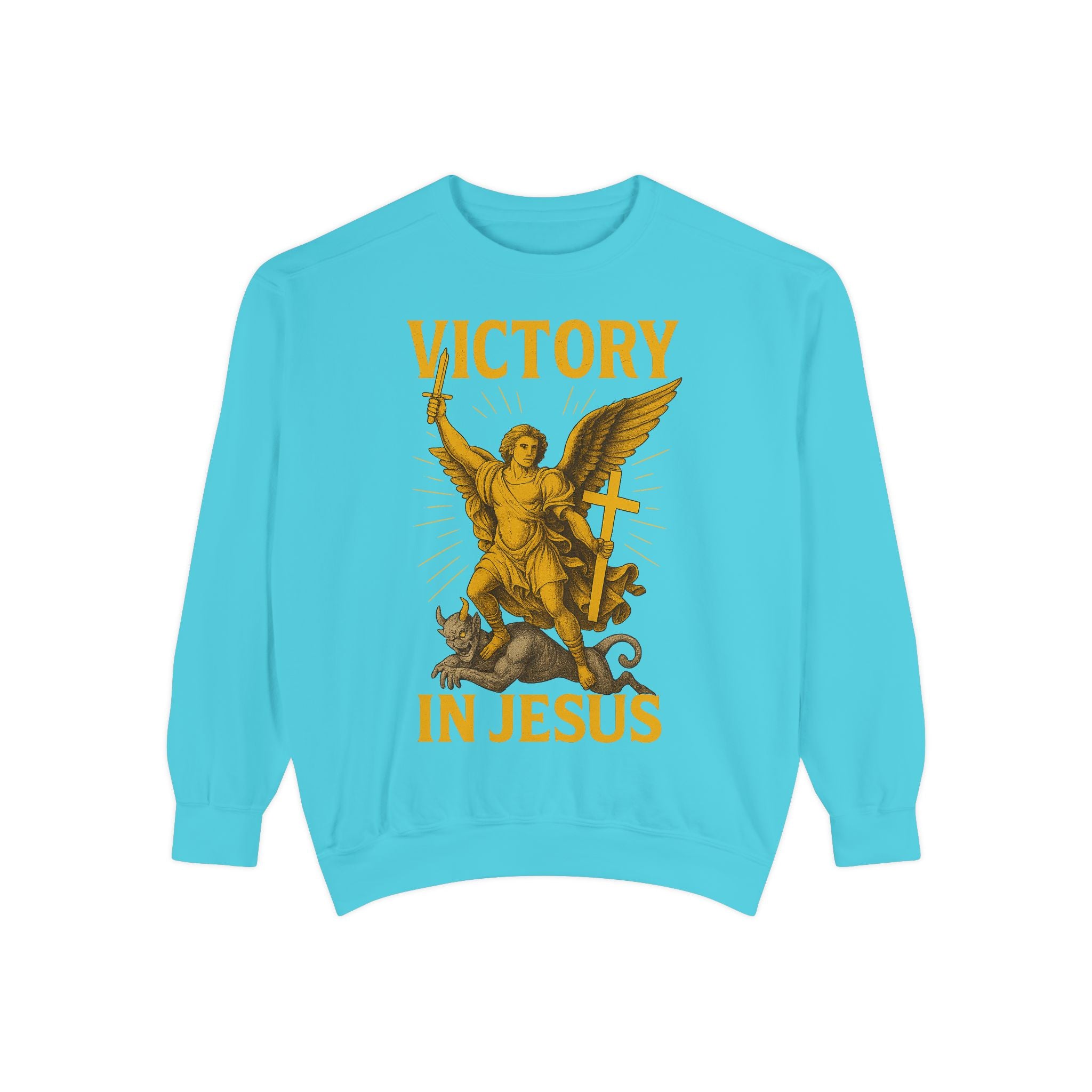 Victory in Jesus Unisex Garment-Dyed Sweatshirt