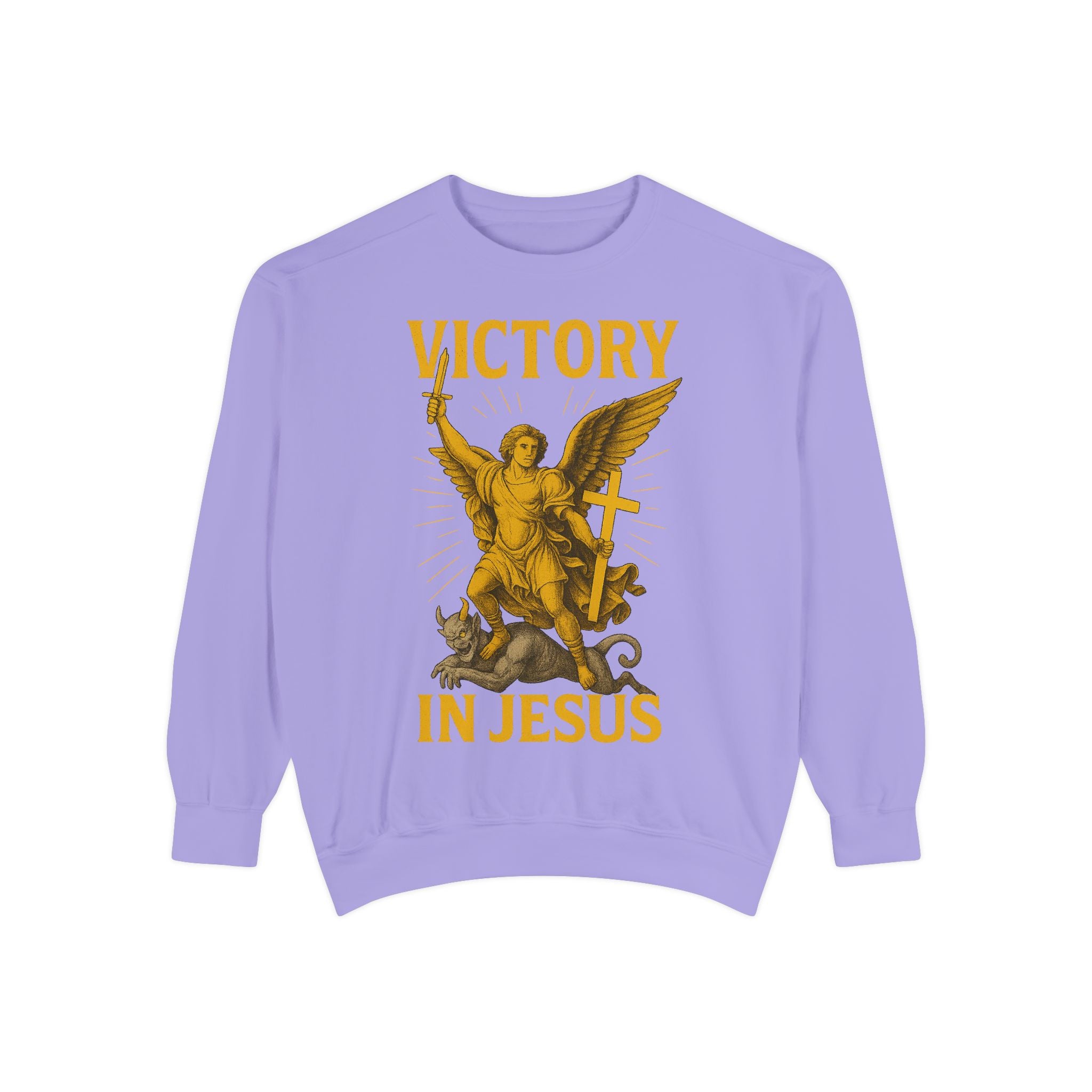 Victory in Jesus Unisex Garment-Dyed Sweatshirt