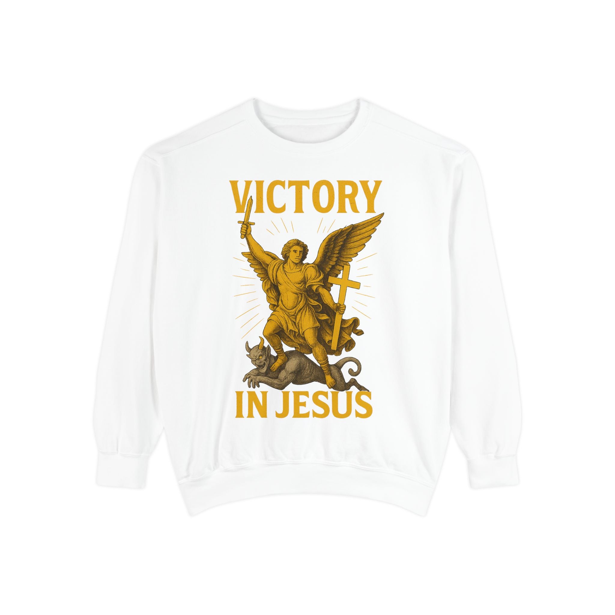 Victory in Jesus Unisex Garment-Dyed Sweatshirt