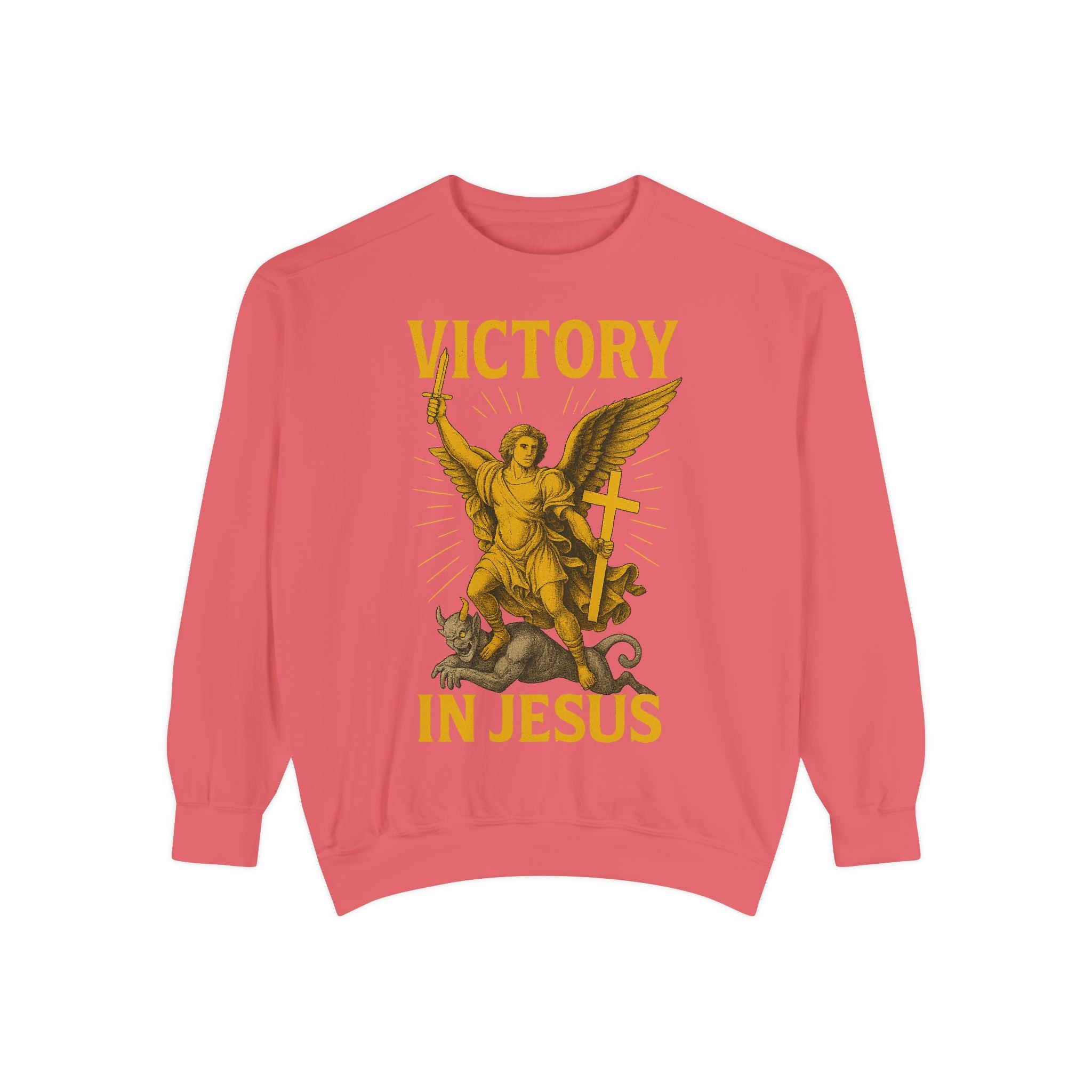 Victory in Jesus Unisex Garment-Dyed Sweatshirt