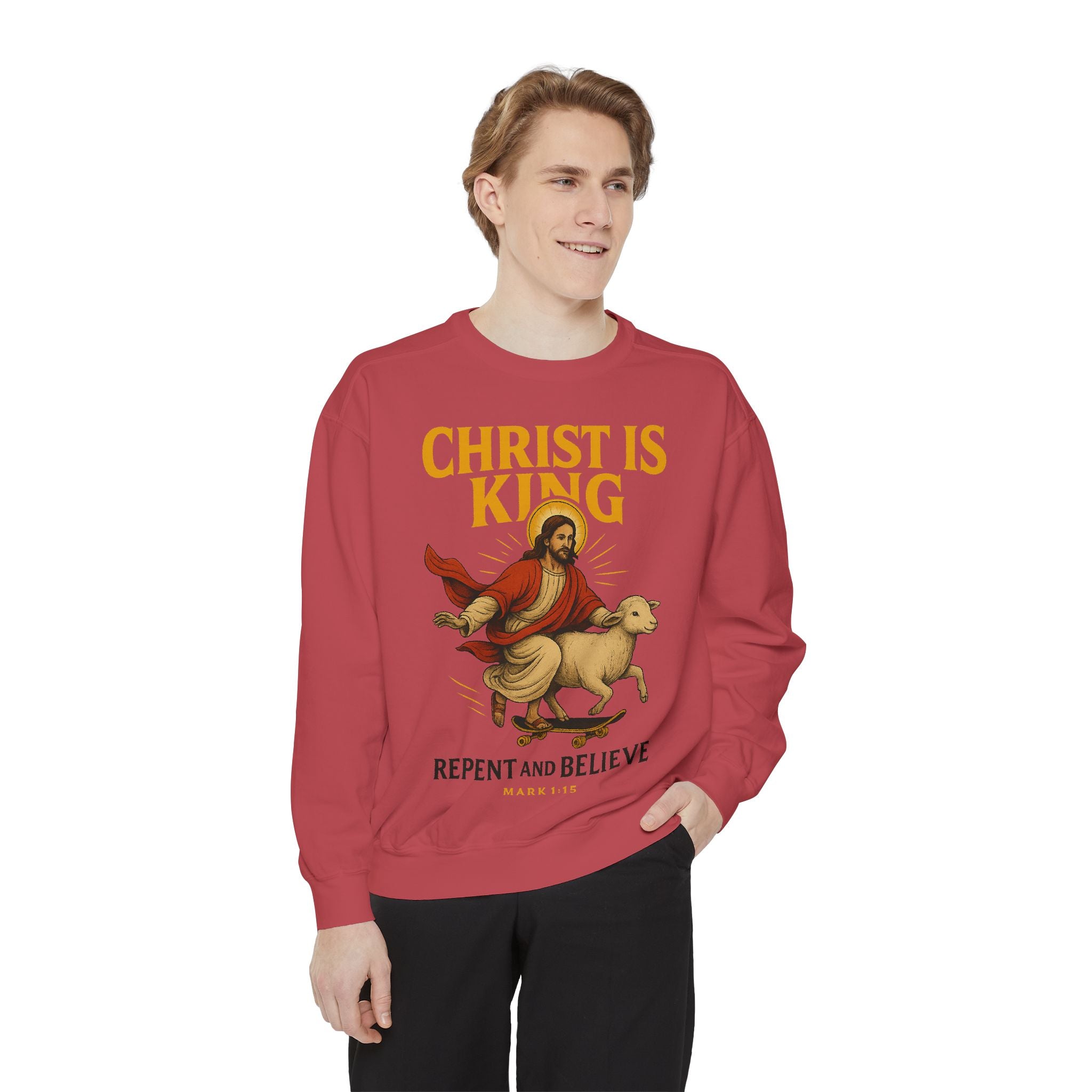 Faith-Inspired Unisex Sweatshirt - Christ is King, Repent and Believe