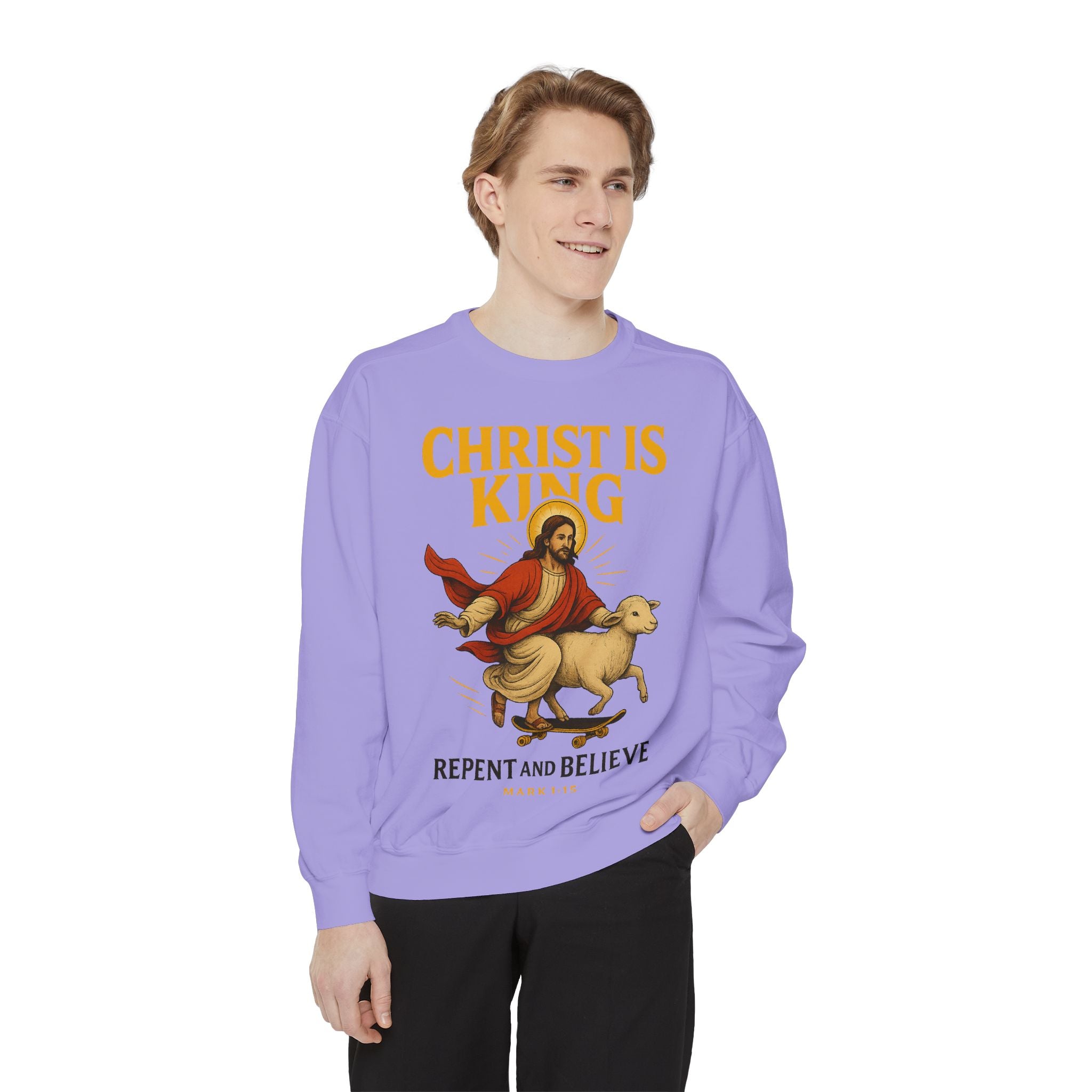 Faith-Inspired Unisex Sweatshirt - Christ is King, Repent and Believe