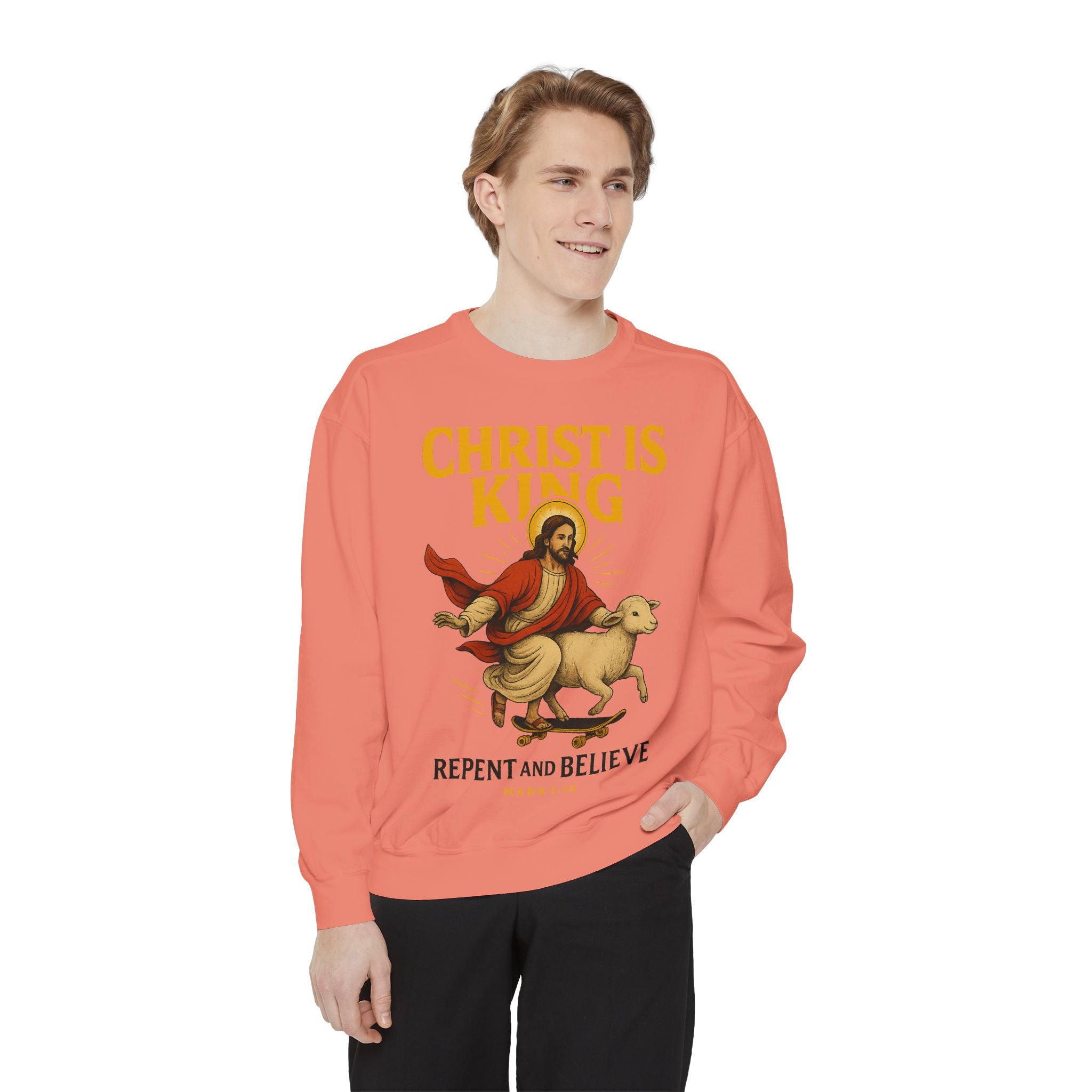 Faith-Inspired Unisex Sweatshirt - Christ is King, Repent and Believe