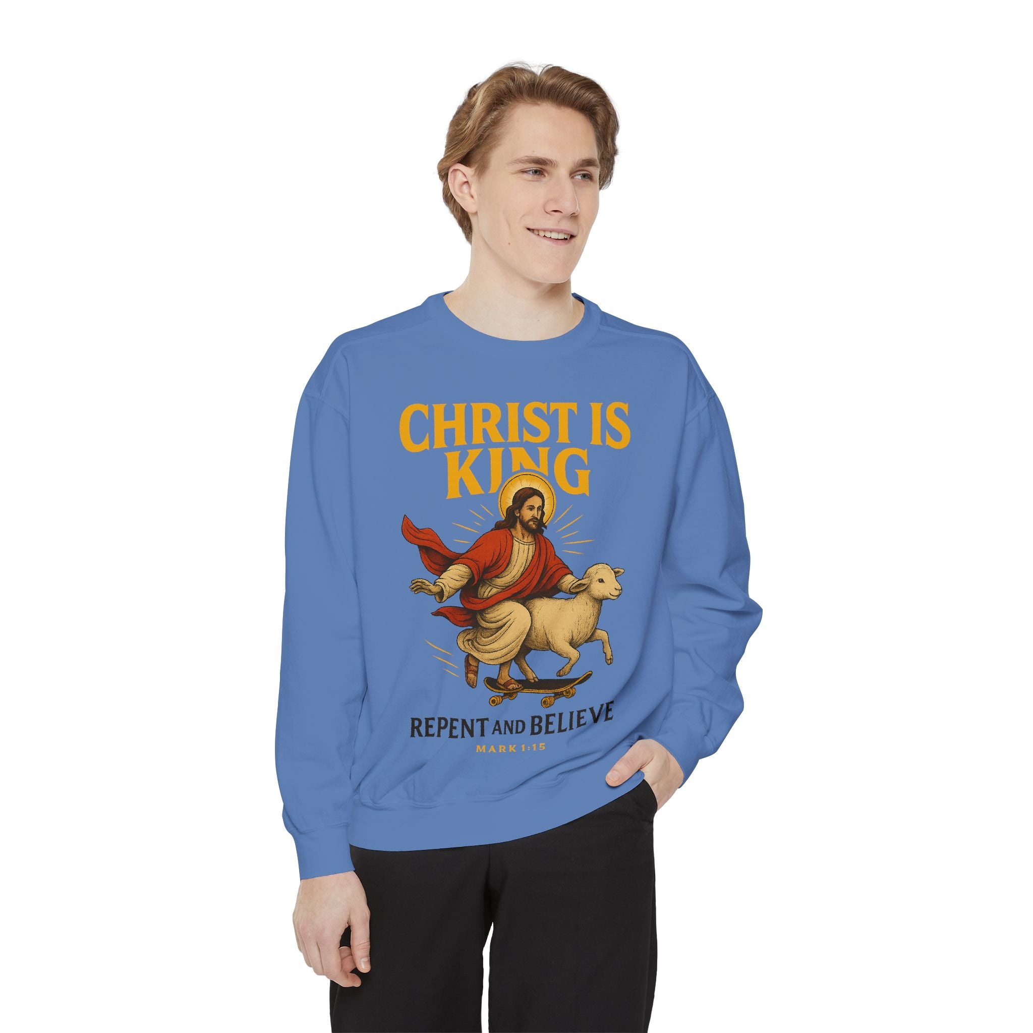 Faith-Inspired Unisex Sweatshirt - Christ is King, Repent and Believe