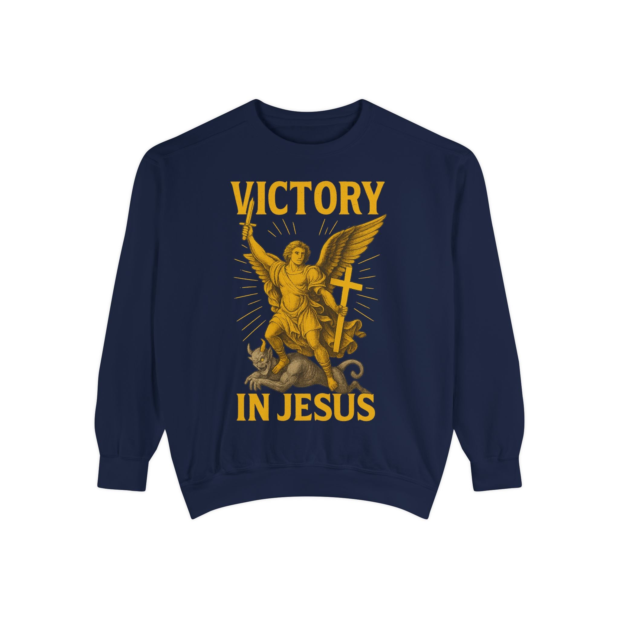 Victory in Jesus Unisex Garment-Dyed Sweatshirt