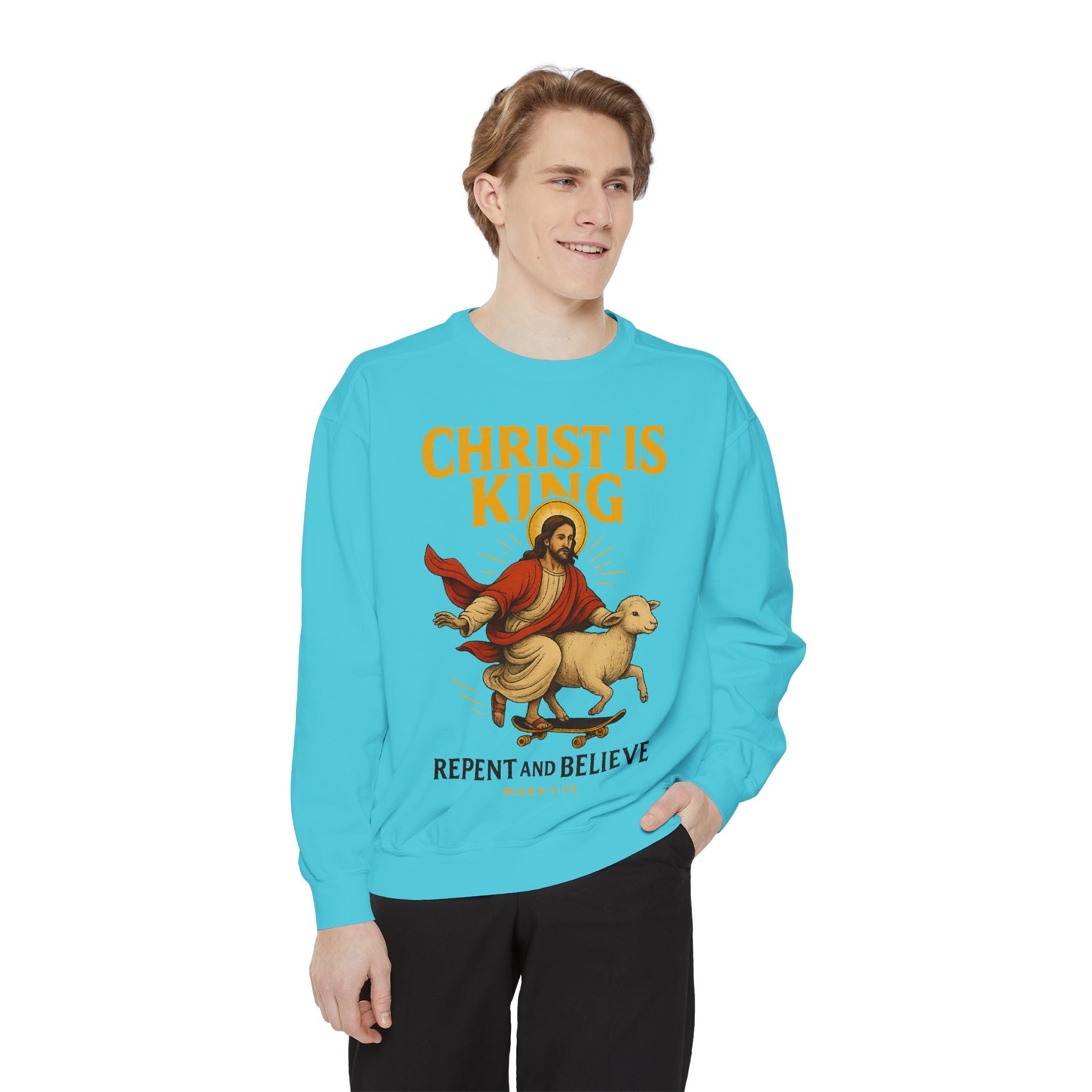 Faith-Inspired Unisex Sweatshirt - Christ is King, Repent and Believe