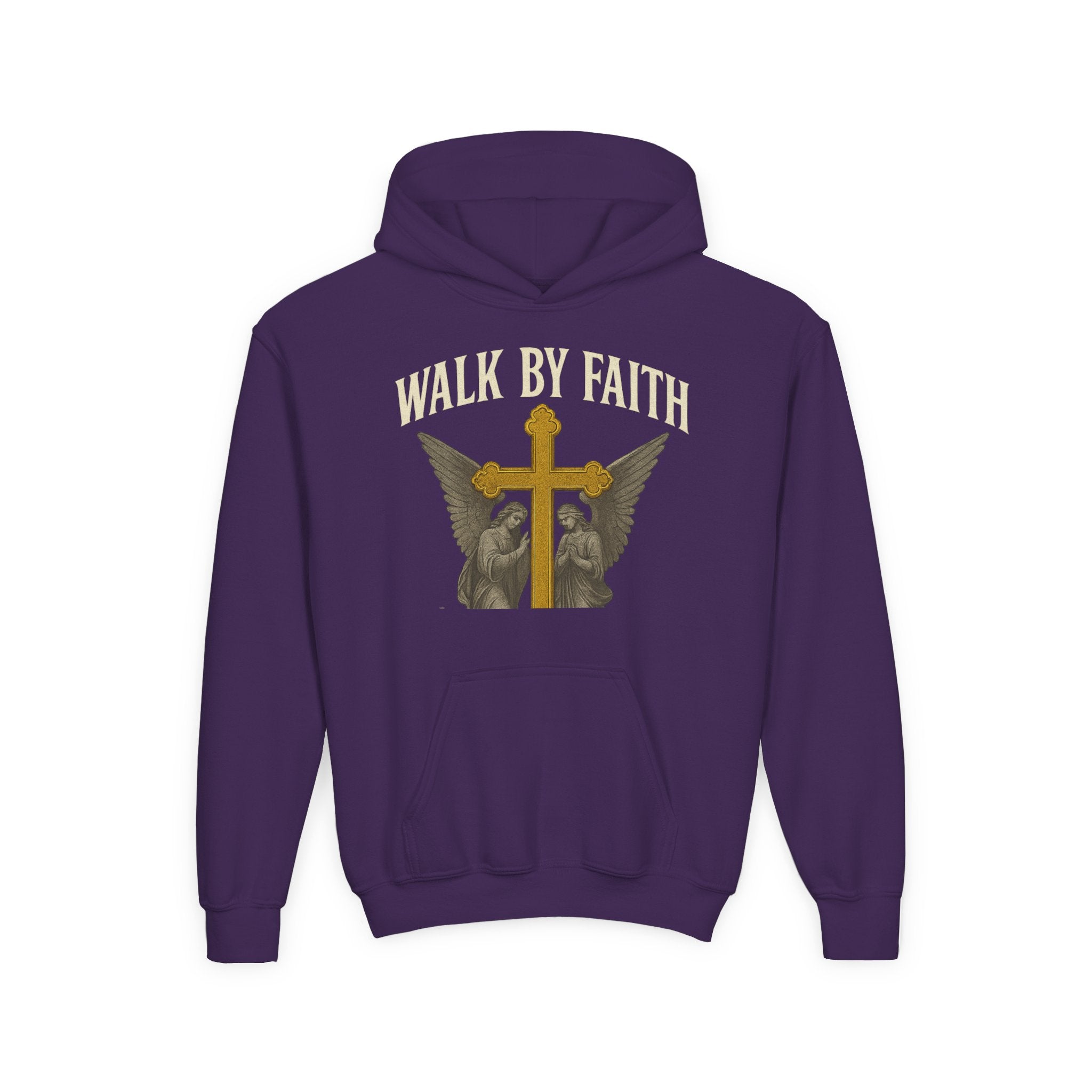 Youth Christian Hoodie - Walk by Faith My Rock Design | Holy & Pure