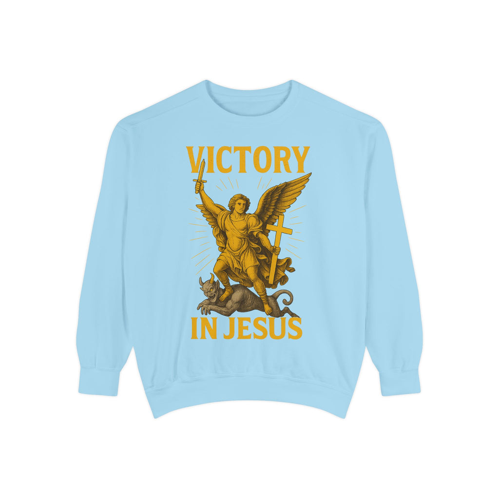 Victory in Jesus Unisex Garment-Dyed Sweatshirt