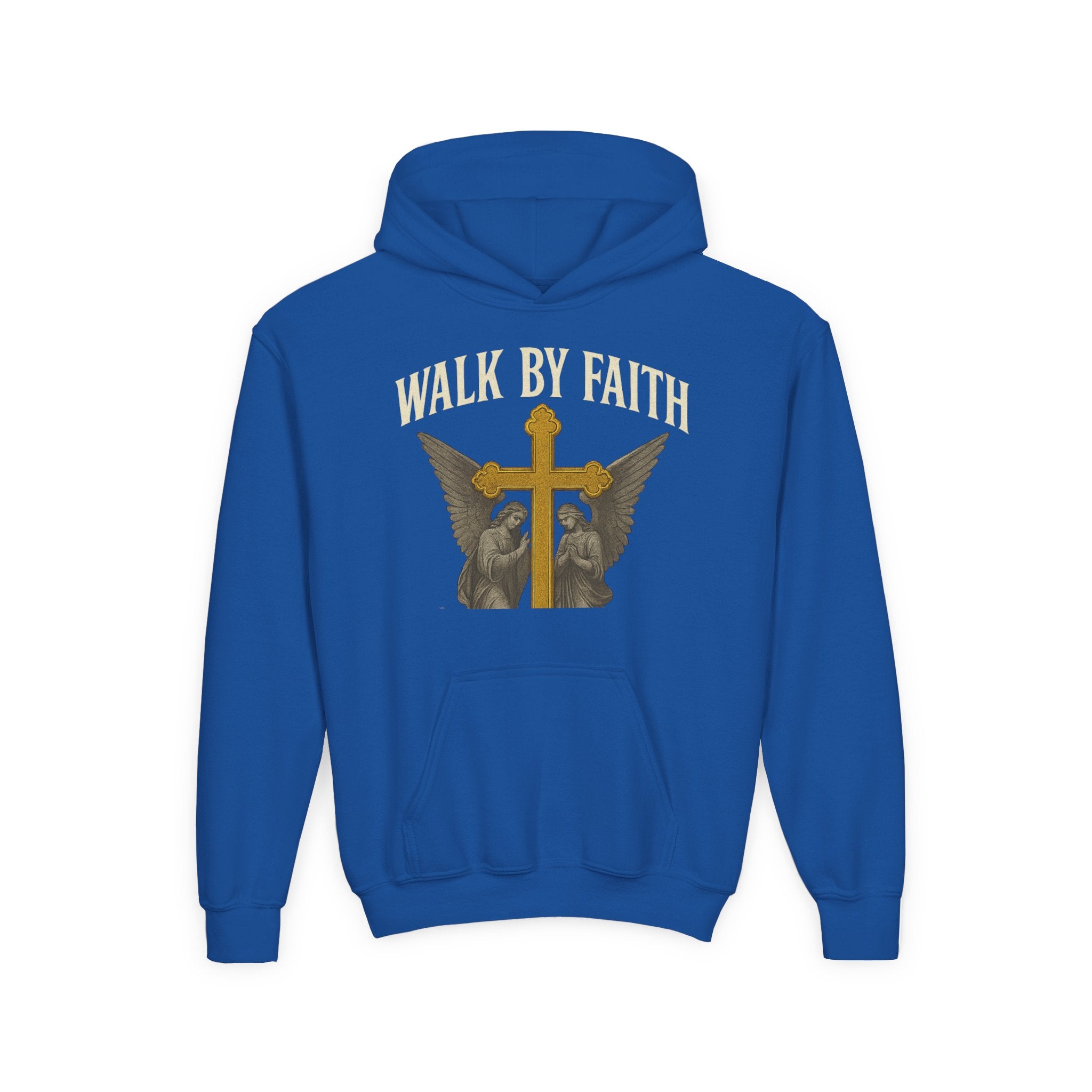 Youth Christian Hoodie - Walk by Faith My Rock Design | Holy & Pure