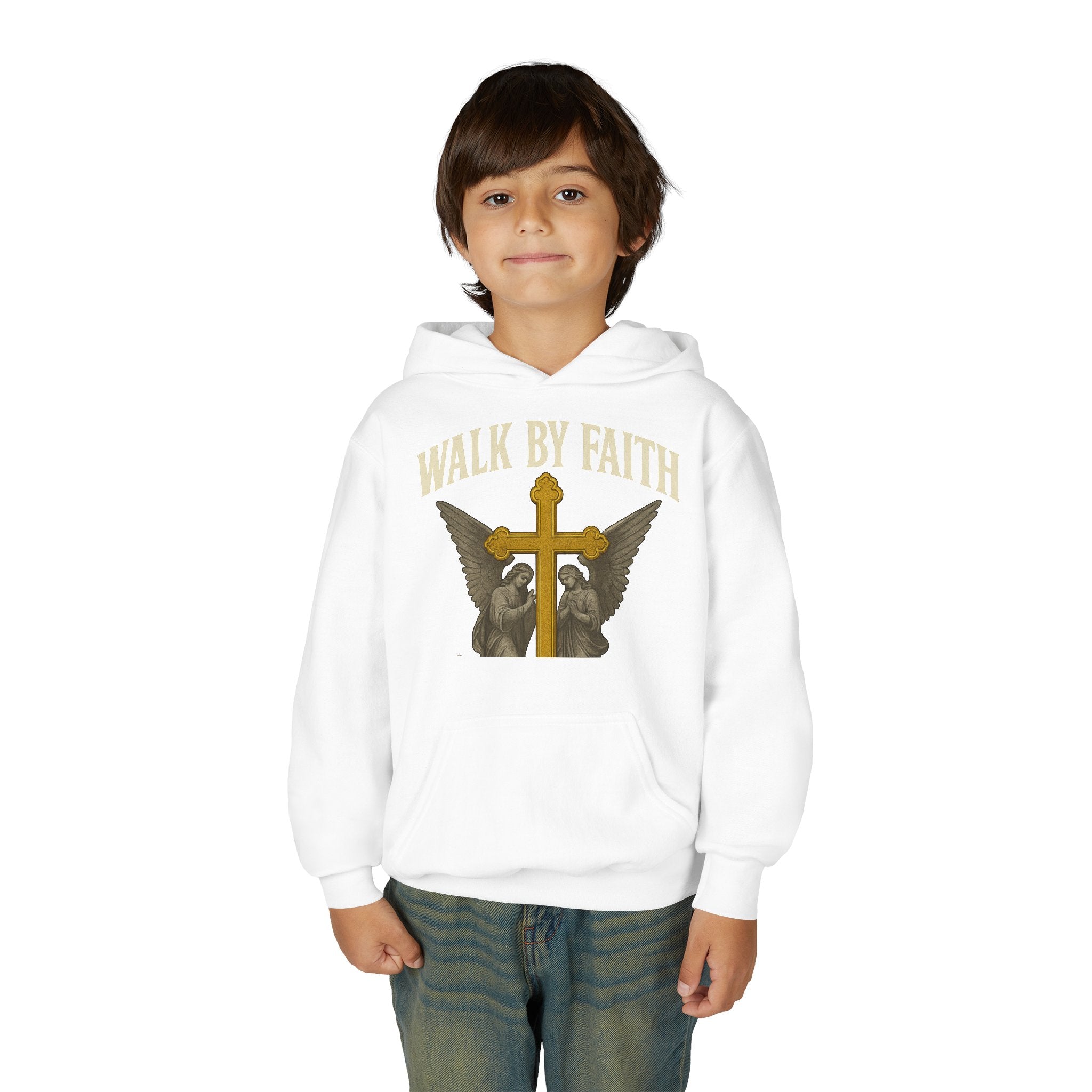 Youth Christian Hoodie - Walk by Faith My Rock Design | Holy & Pure