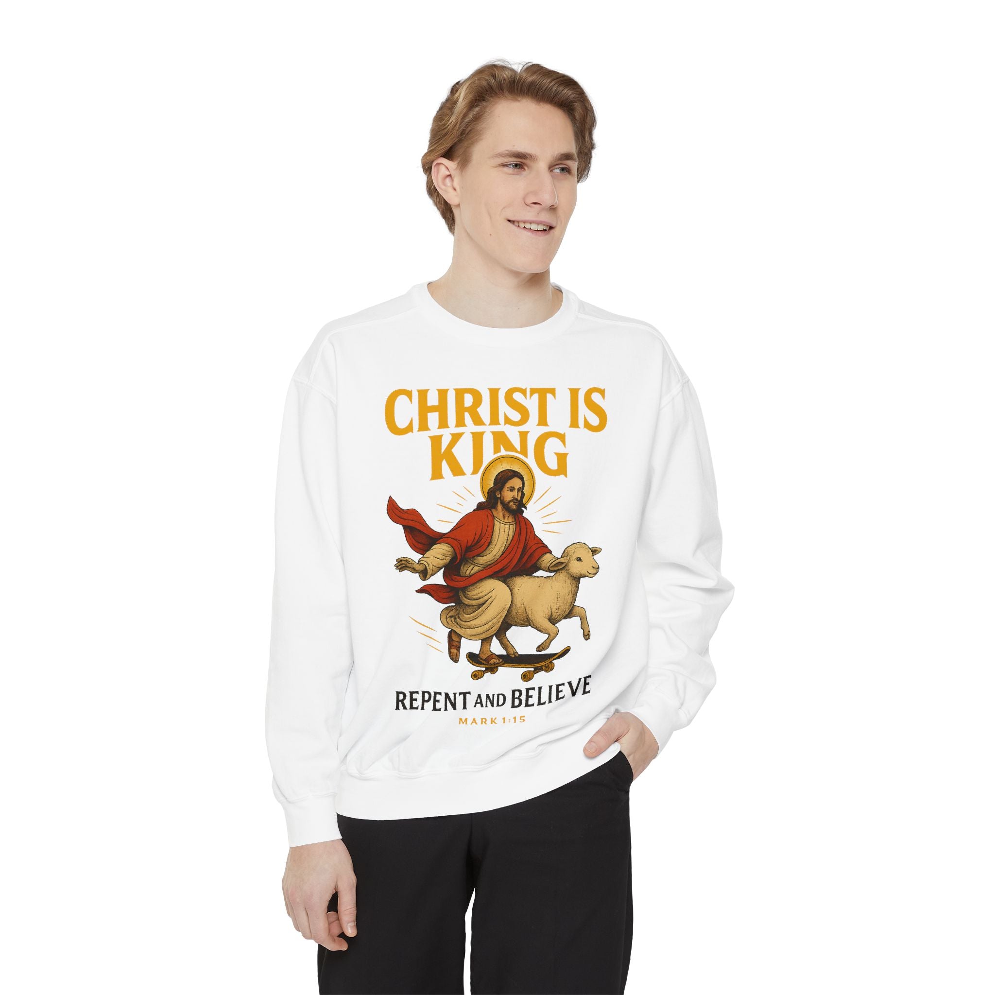 Faith-Inspired Unisex Sweatshirt - Christ is King, Repent and Believe