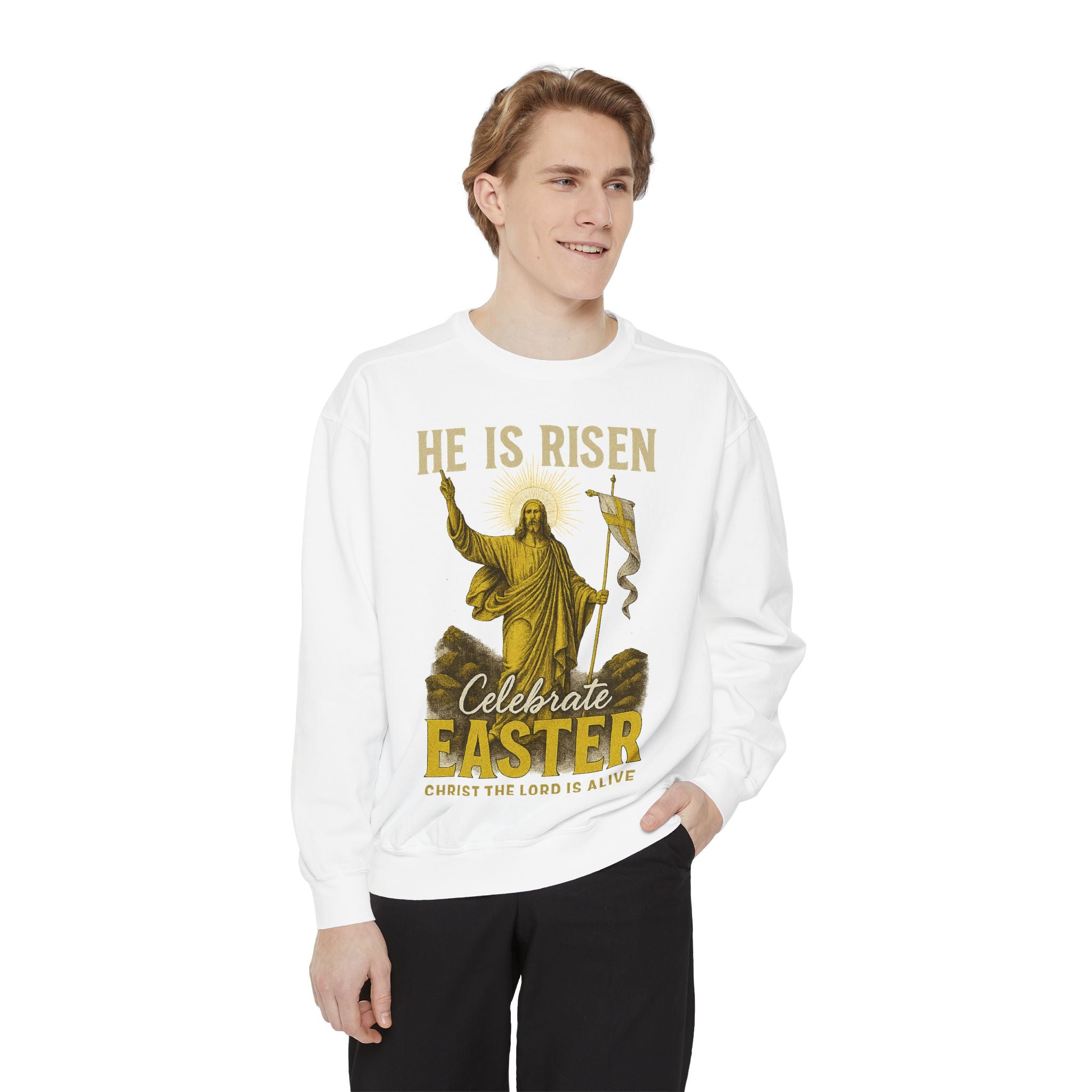 Easter Sweatshirt - He is Risen Fear Not Christian Apparel | Holy & Pure