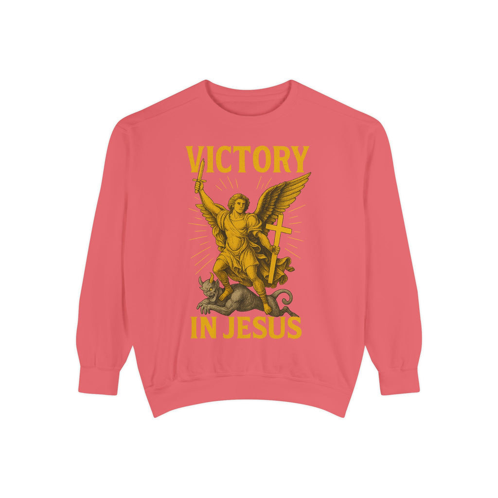 Victory in Jesus Unisex Garment-Dyed Sweatshirt
