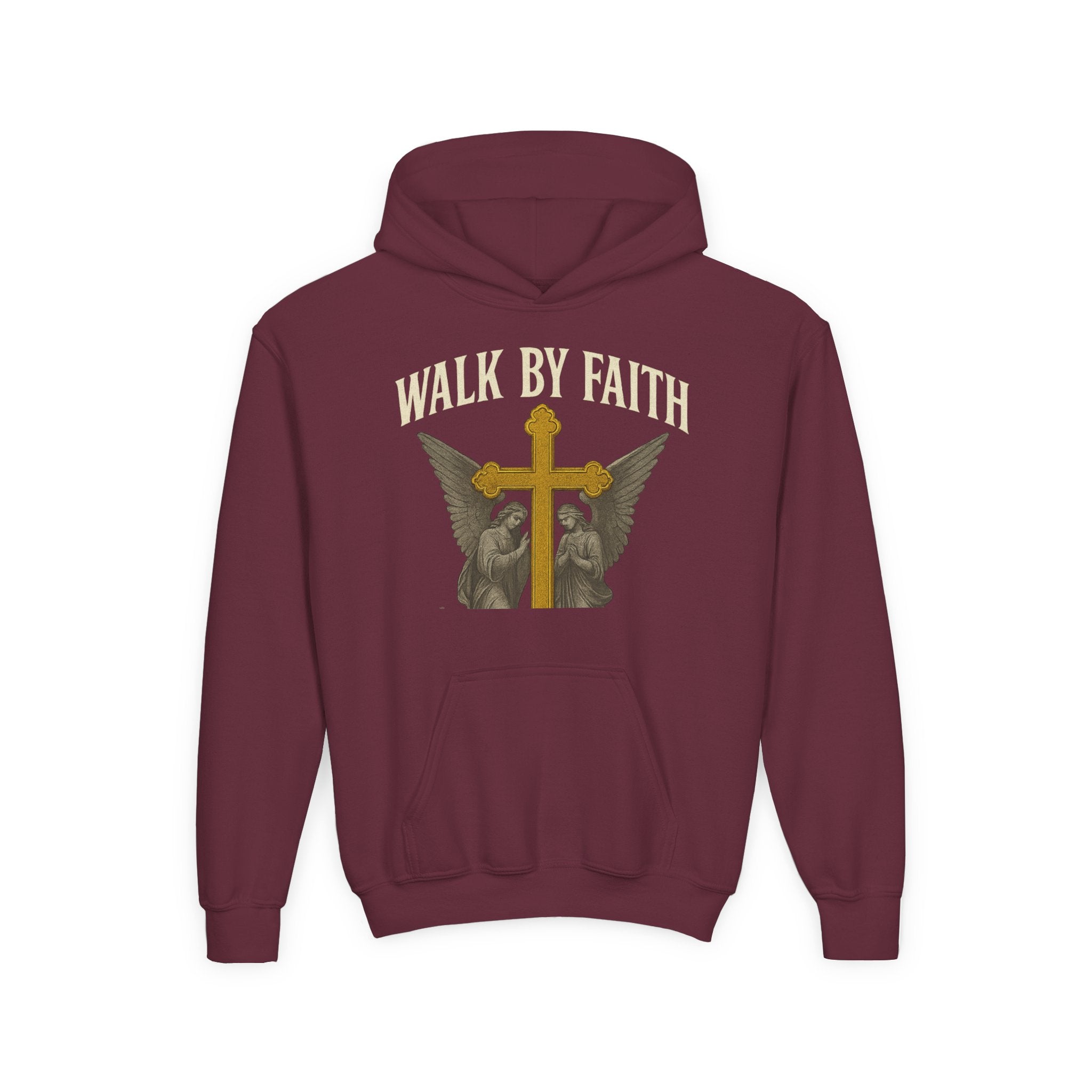 Youth Christian Hoodie - Walk by Faith My Rock Design | Holy & Pure