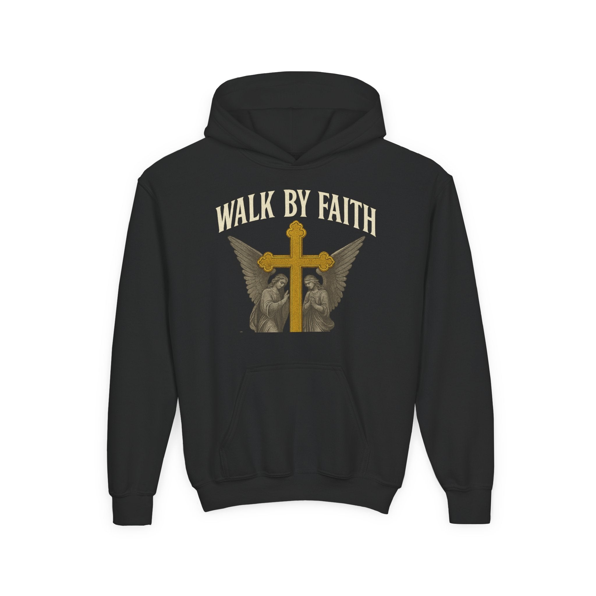 Youth Christian Hoodie - Walk by Faith My Rock Design | Holy & Pure