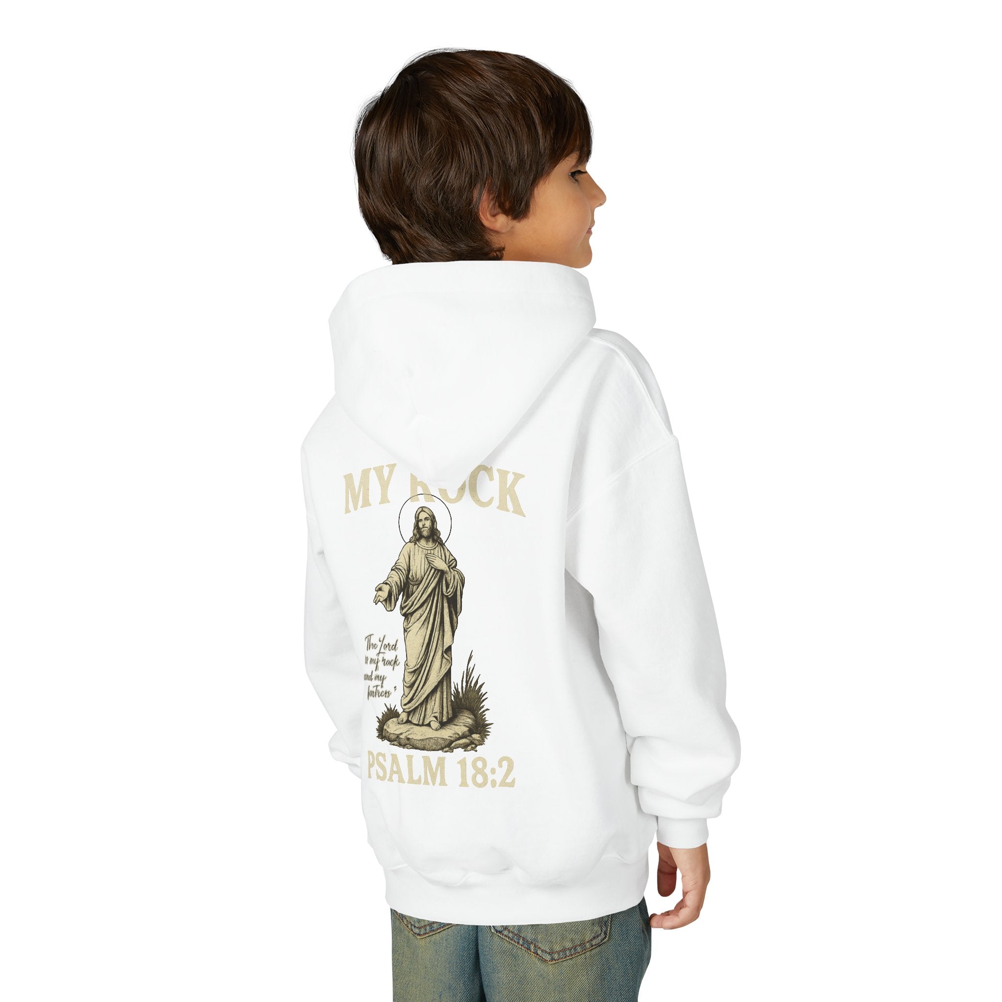 Youth Christian Hoodie - Walk by Faith My Rock Design | Holy & Pure