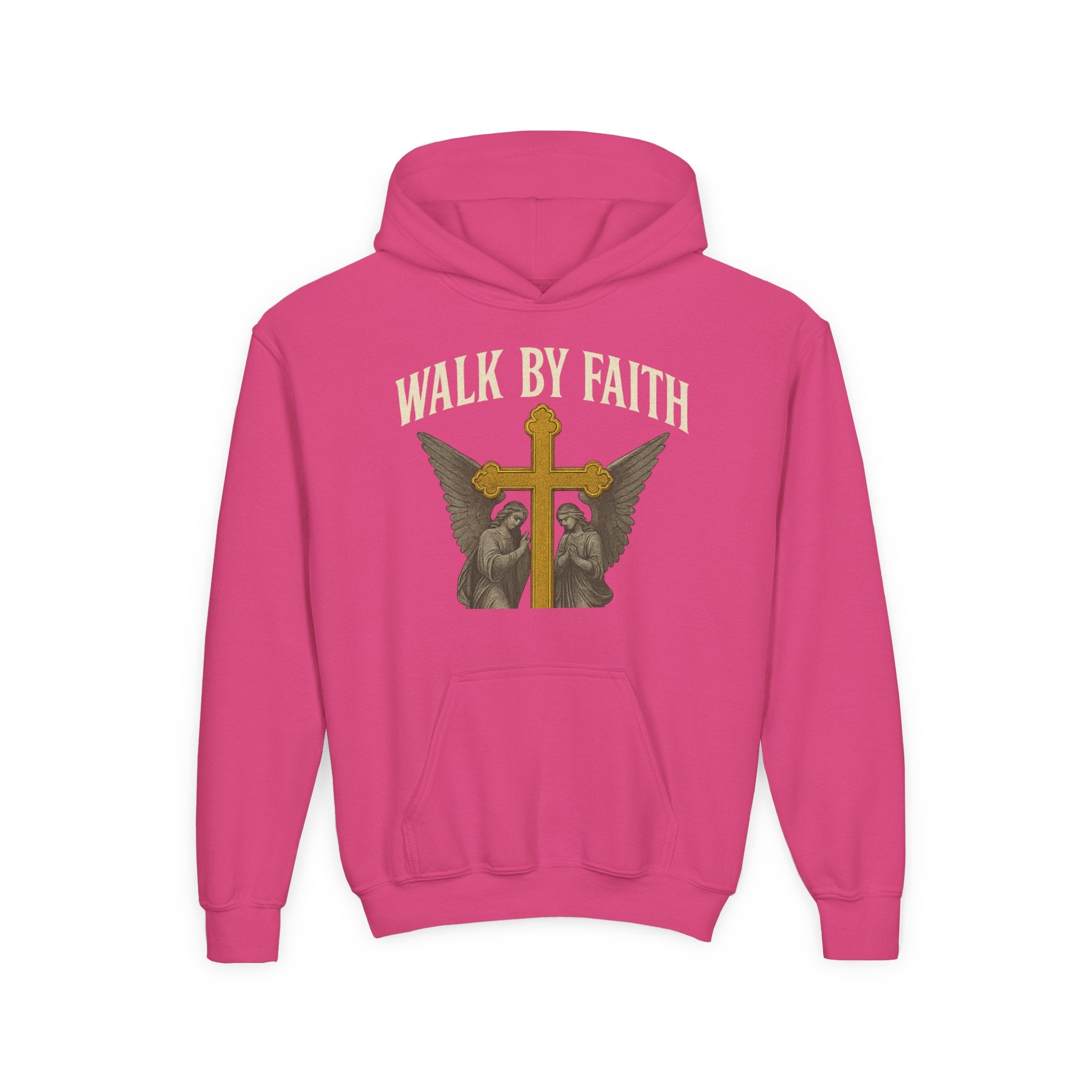 Youth Christian Hoodie - Walk by Faith My Rock Design | Holy & Pure